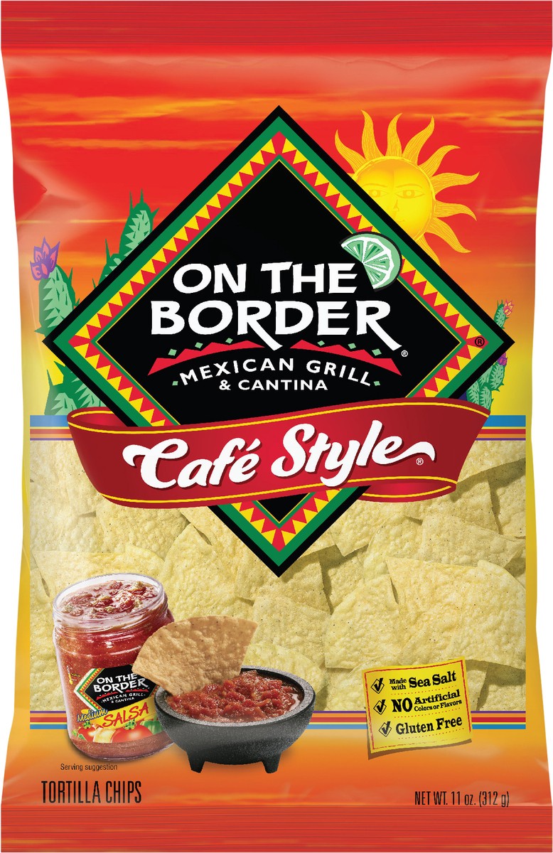 slide 3 of 7, On The Border Cafe Style Tortilla Chips, 11 oz