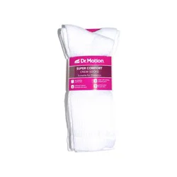 Dr. Motion Super Comfort Diabetic Crew Socks - White