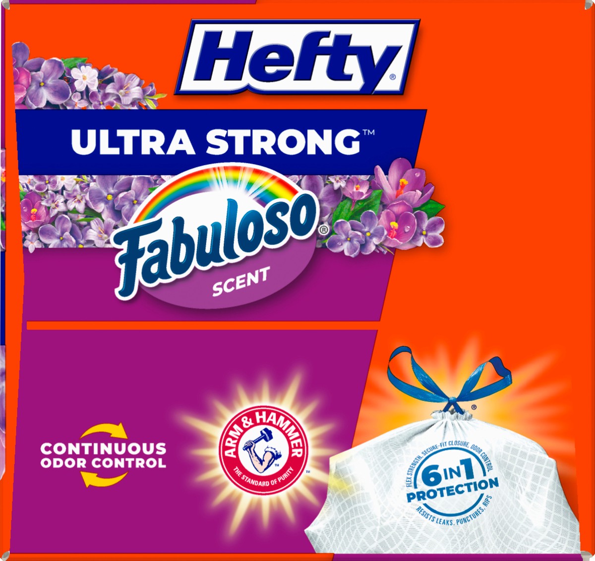 slide 2 of 9, Hefty Ultra Strong 13 Gallon Trash Bags, Tall Kitchen Trash Bags, White, Fabuloso Scent, 40 Bags, 1.83 lb