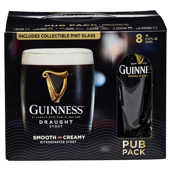 slide 1 of 1, Guinness Brewing Draught Pub Pack with Pint Glass, 8 ct; 14.9 fl oz