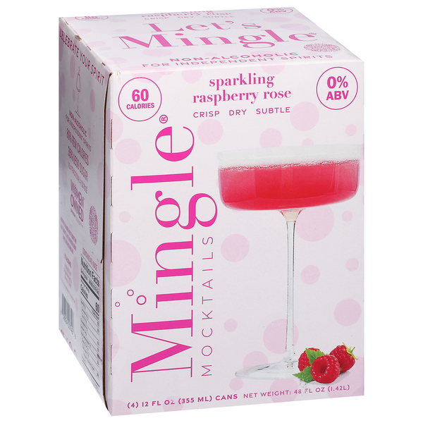 slide 1 of 1, Mingle Sparkling Raspberry Rose Mocktail 4 - 12 fl oz Cans, 4 ct