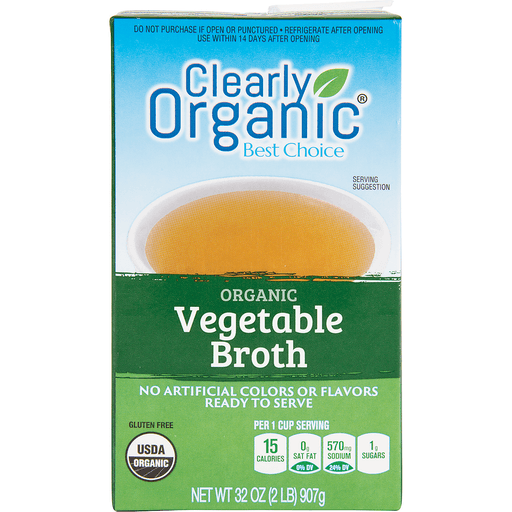slide 1 of 1, Clearly Organic Vegetable Broth, 32 oz