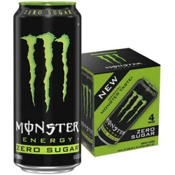 Monster Energy Zero Sugar Energy Drink 4 - 16 fl oz Cans
