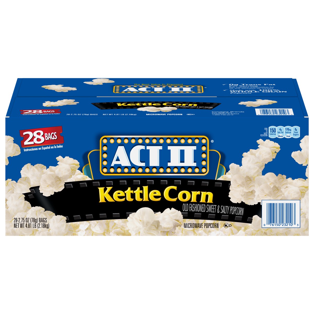 slide 1 of 5, ACT II Kettle Corn Old Fashioned Sweet & Salty Microwave Popcorn Bag 28 - 2.75 oz Bags, 28 ct