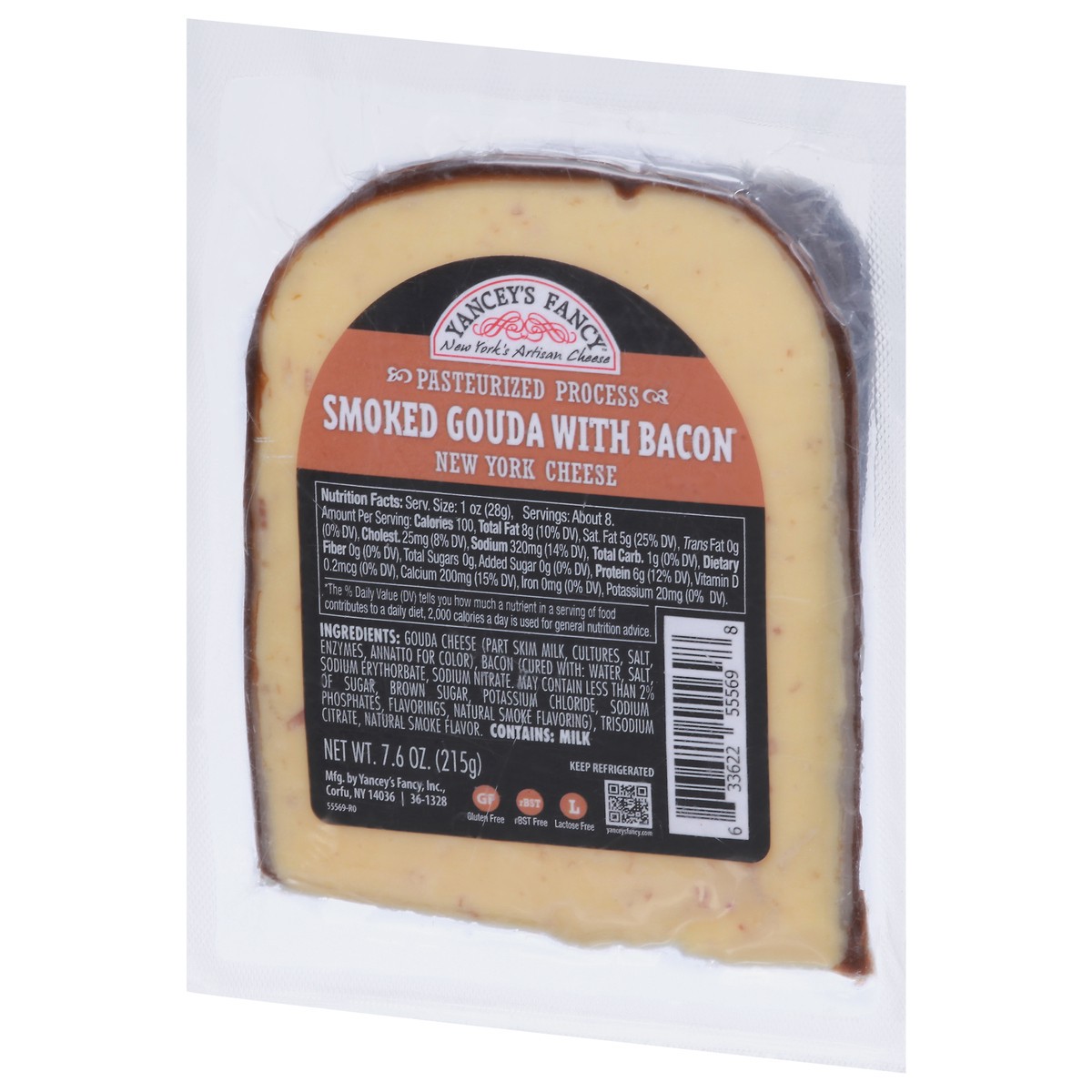 slide 3 of 9, Yancey's Fancy Smoked Gouda with Bacon Cheese 7.6 oz, 7.6 oz