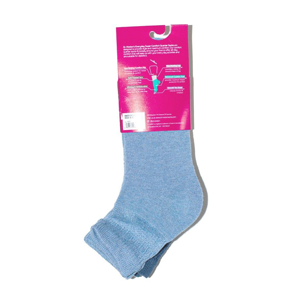 slide 2 of 3, Dr. Motion® Super Comfort Diabetic Quarter Socks - Blue, 3 ct