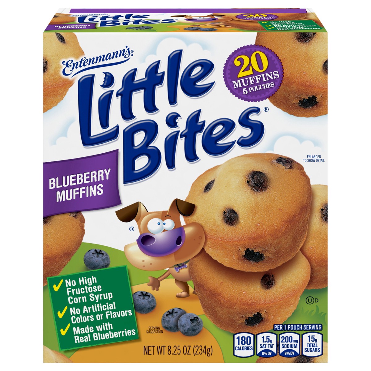 slide 1 of 20, Entenmann's Little Bites Blueberry Mini Muffins, 5 packs, 8.25 oz, 5 ct