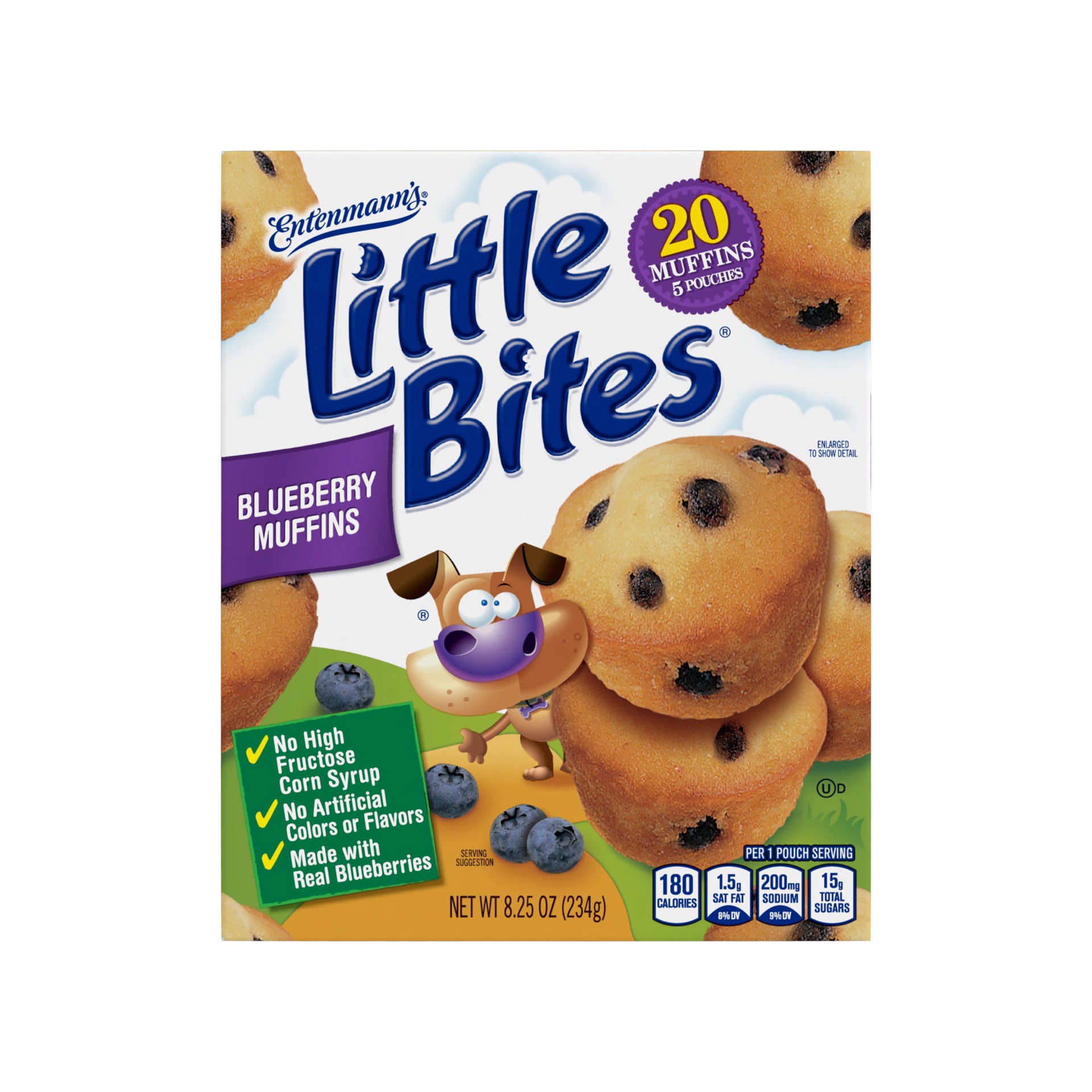 slide 1 of 20, Entenmann's Little Bites Blueberry Muffins, 8.25 oz, 5 Count Pouches of Mini Muffins, 5 ct