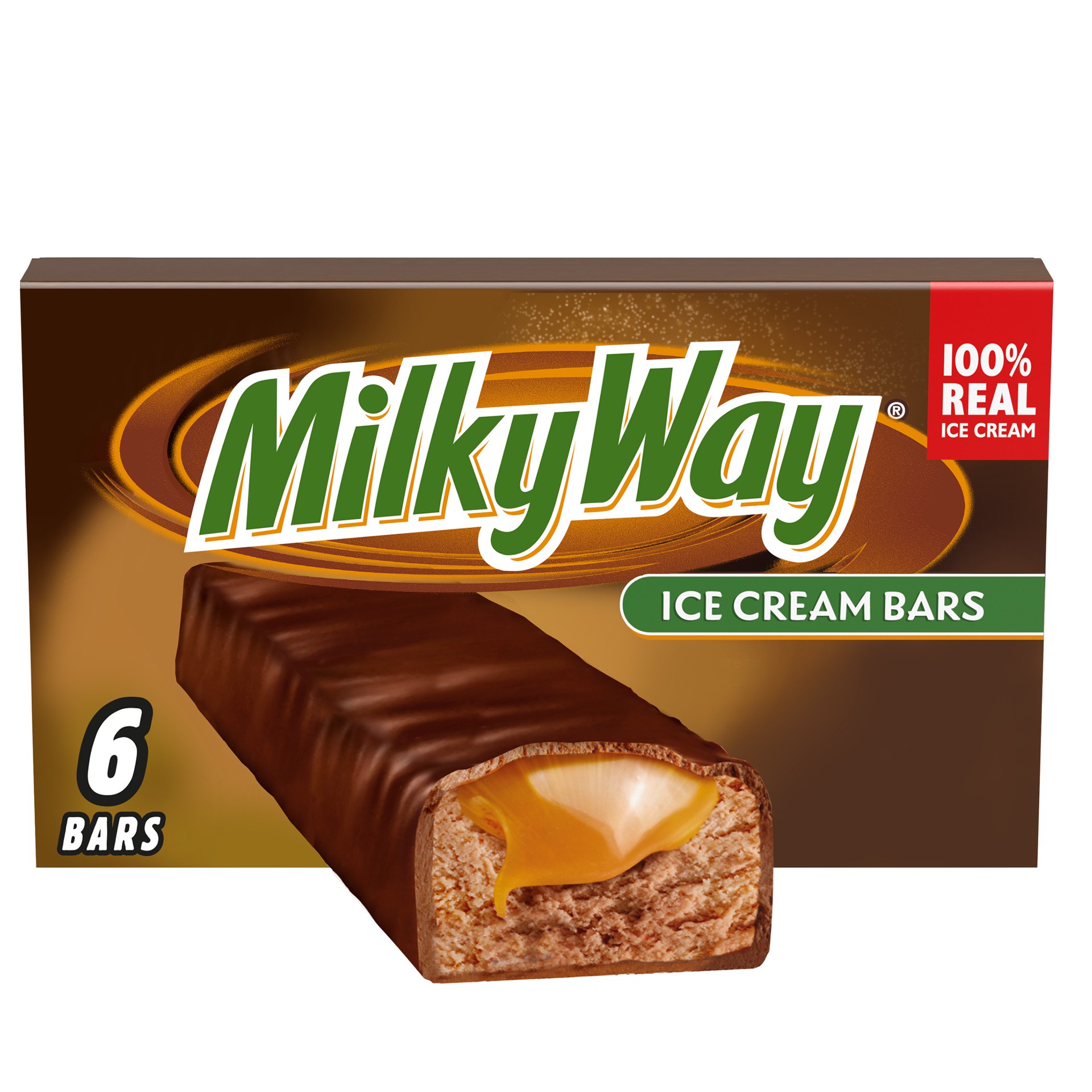 slide 1 of 4, Milky Way MILKY WAY Caramel and Chocolate Ice Cream Bars, 6 Pack, 2 Oz Bars, 12 fl oz