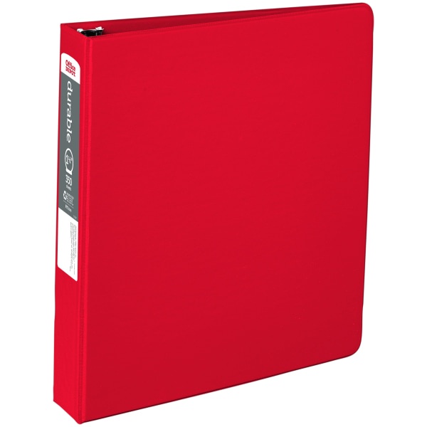 slide 1 of 5, Office Depot Brand Nonstick Round-Ring Binder, 1 1/2'' Rings, 64% Recycled, Red, 1 ct
