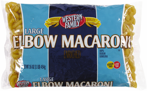 slide 1 of 1, Western Family Large Elbow Macaroni Pasta, 16 oz