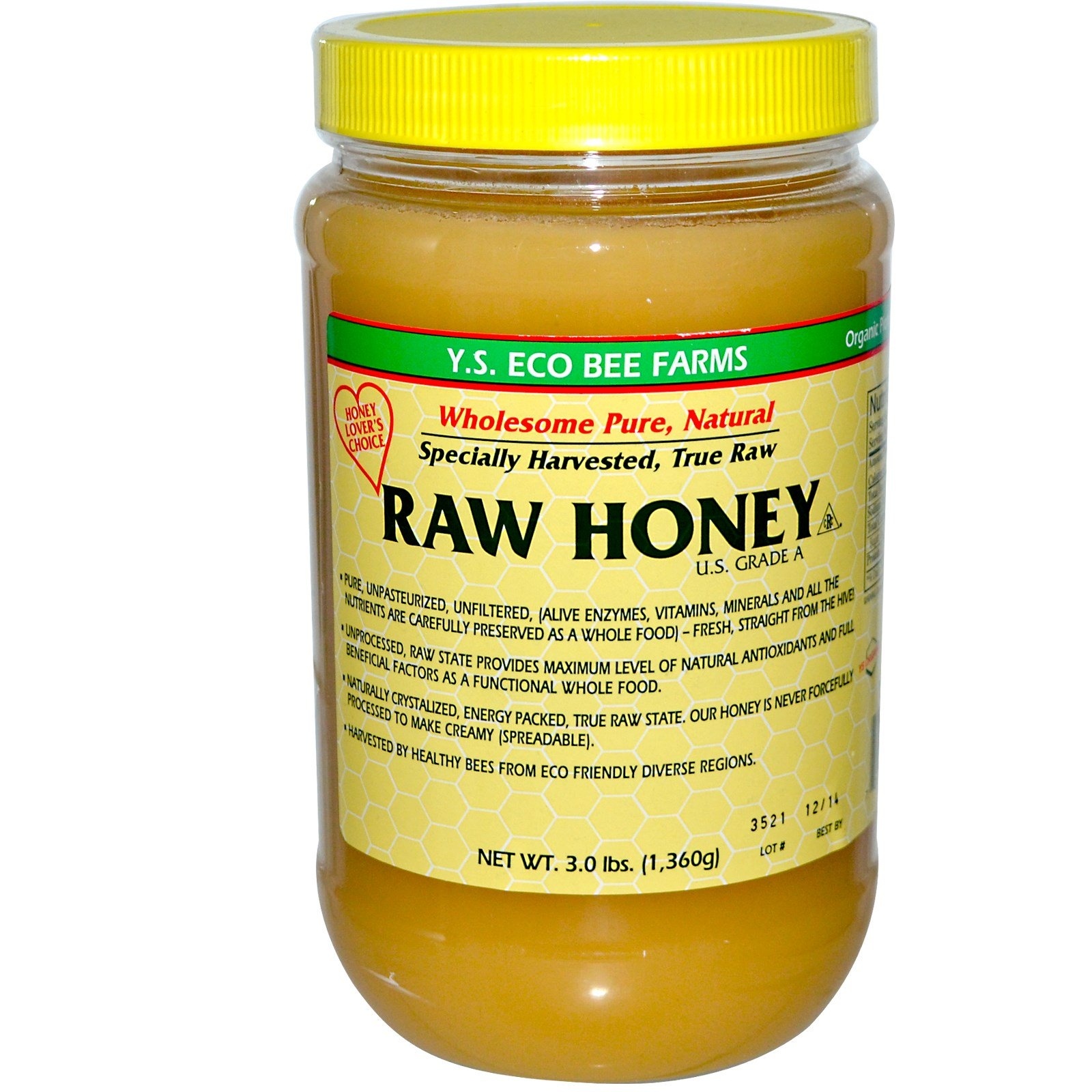 slide 1 of 1, Y.S. Eco Bee Farms Raw Honey, 3 lb
