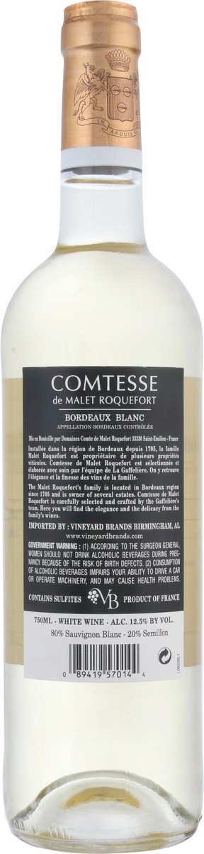 slide 3 of 12, Comtesse de Malet Roquefort Bordeaux Blanc 750 ml, 750 ml