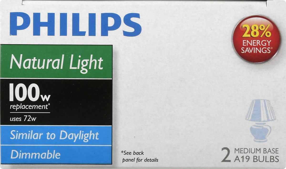 slide 4 of 9, Philips 72 Watts Natural Light Light Bulbs 2 ea, 2 ct