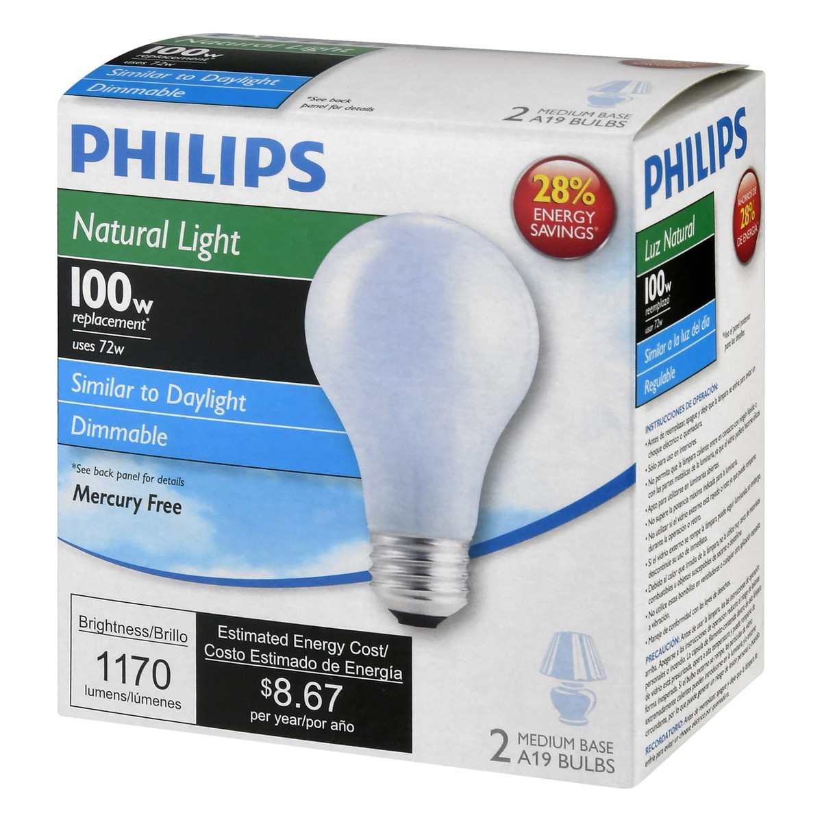 slide 6 of 9, Philips 72 Watts Natural Light Light Bulbs 2 ea, 2 ct