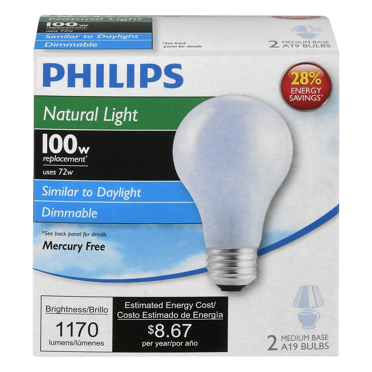 slide 1 of 9, Philips 72 Watts Natural Light Light Bulbs 2 ea, 2 ct