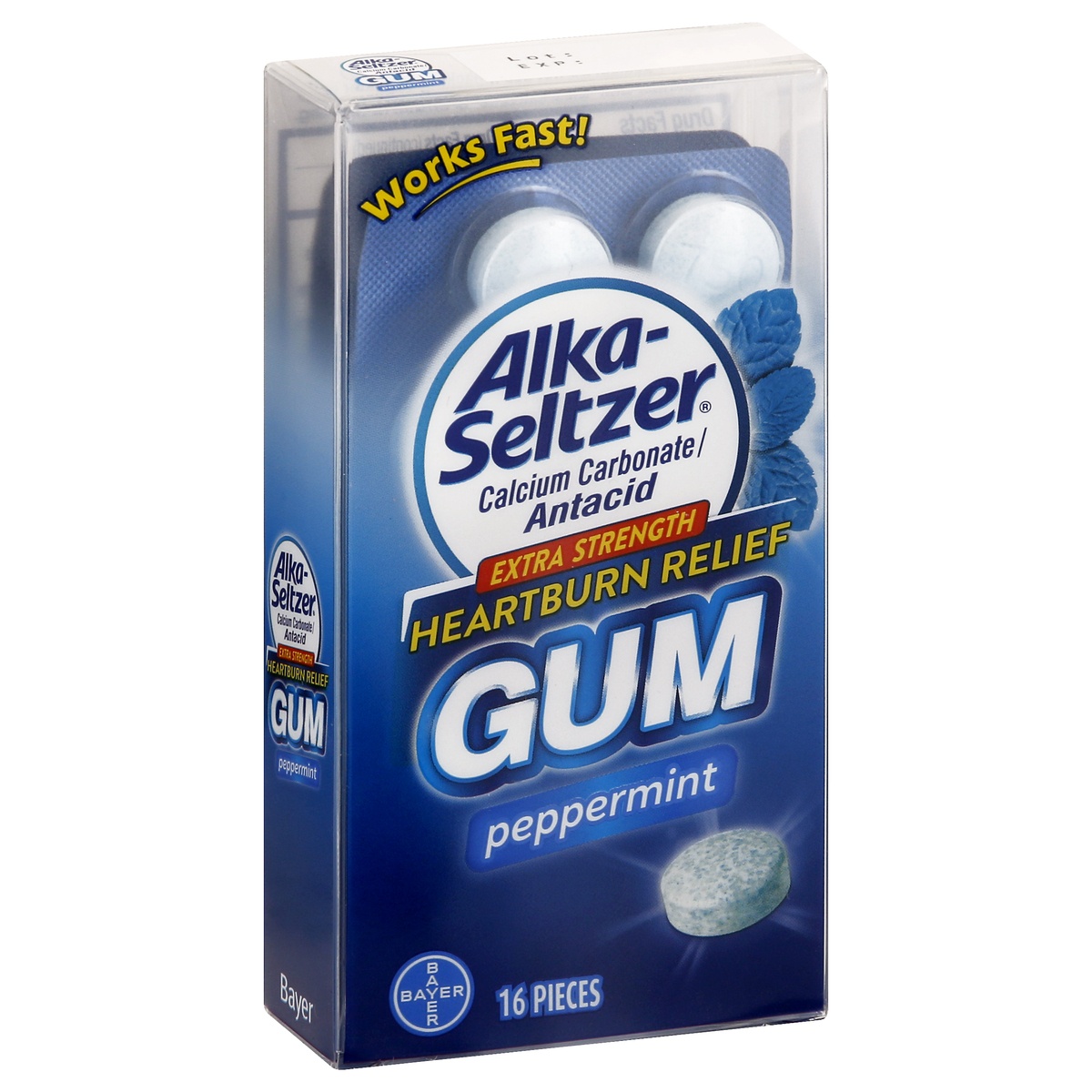slide 2 of 9, Alka-Seltzer Gum Peppermint, Heartburn Relief, Extra Strength, 16 ct
