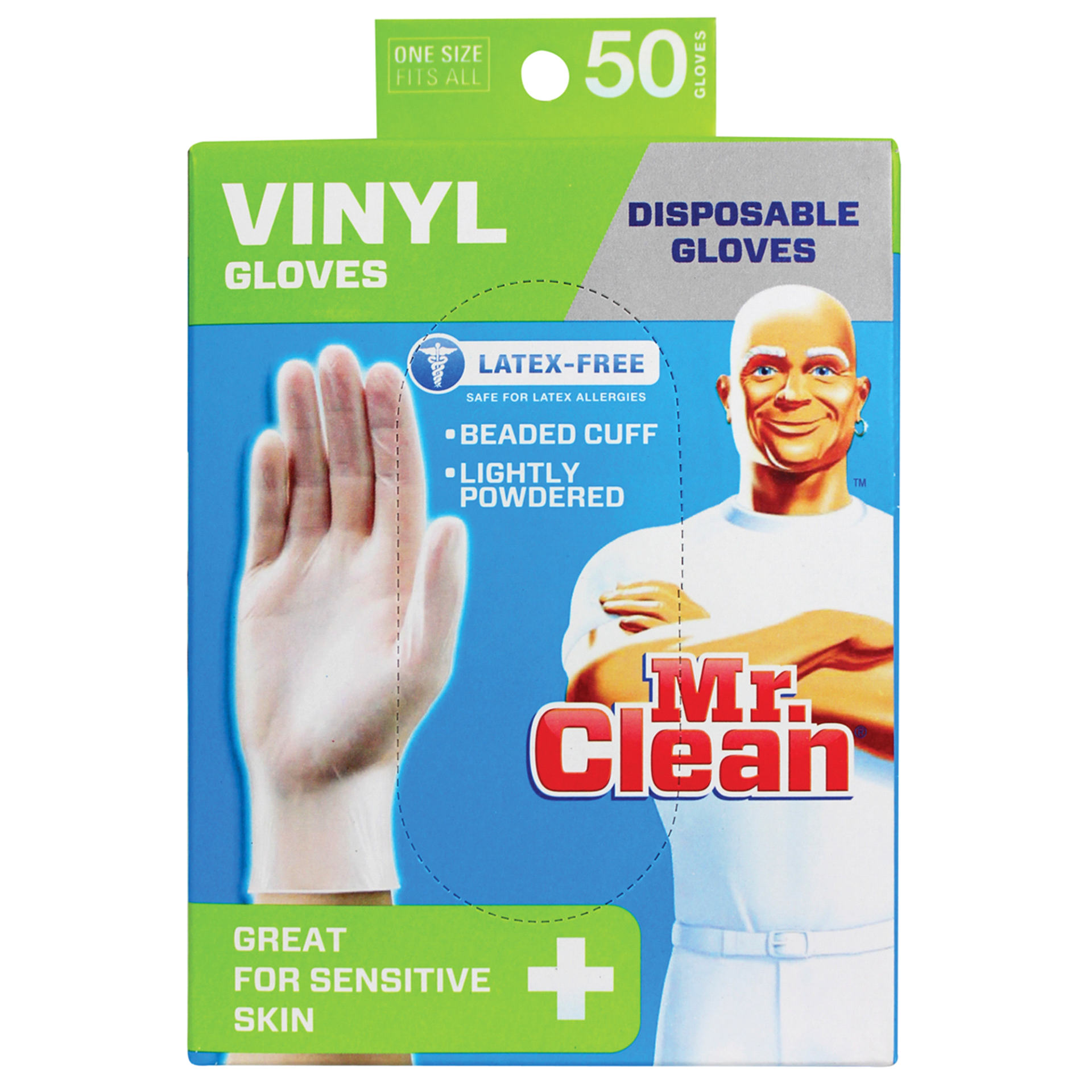 slide 1 of 1, Mr. Clean Vinyl Disposable Gloves, 50 ct