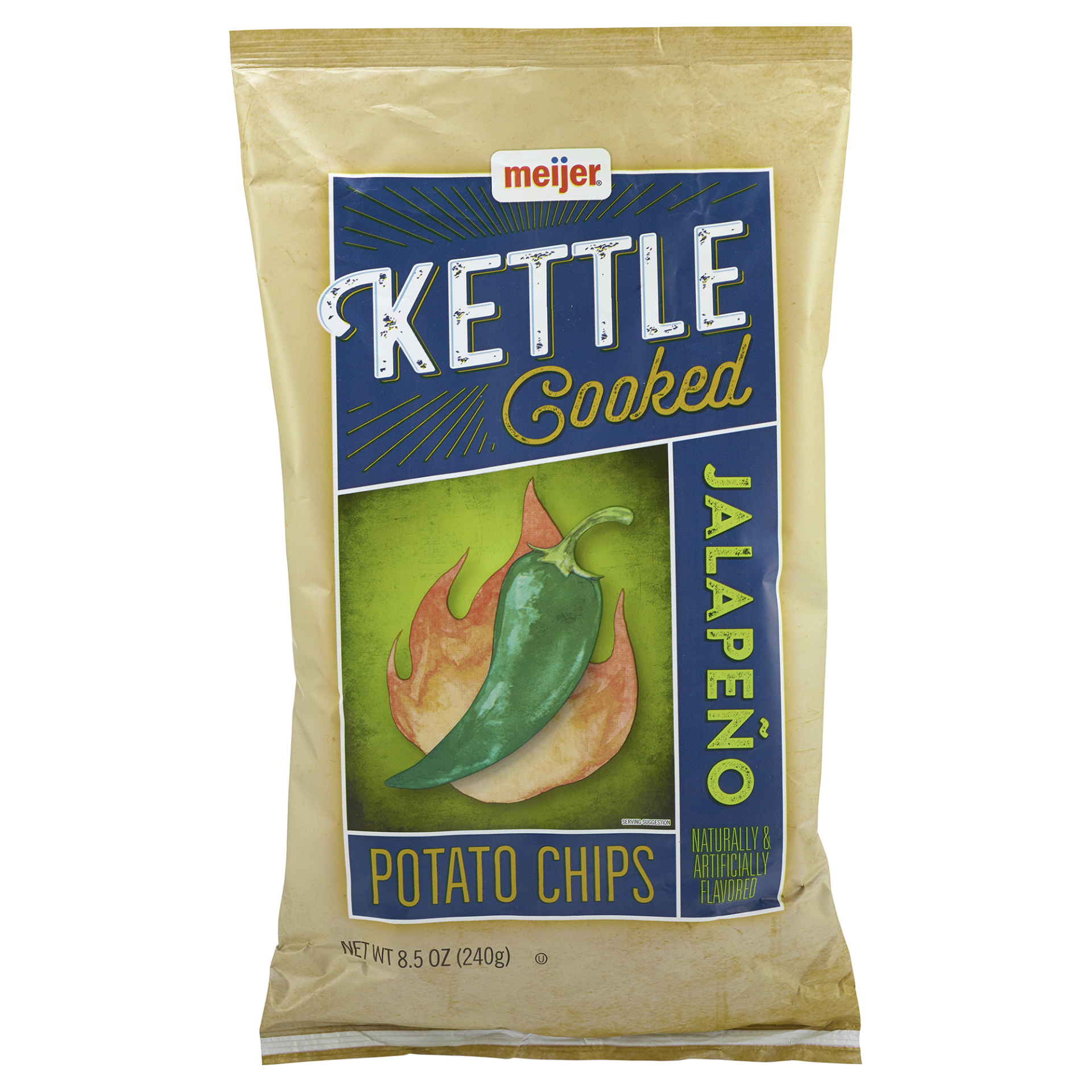 slide 1 of 2, Meijer Jalapeno Kettle Cooked Potato Chips, 8.5 oz