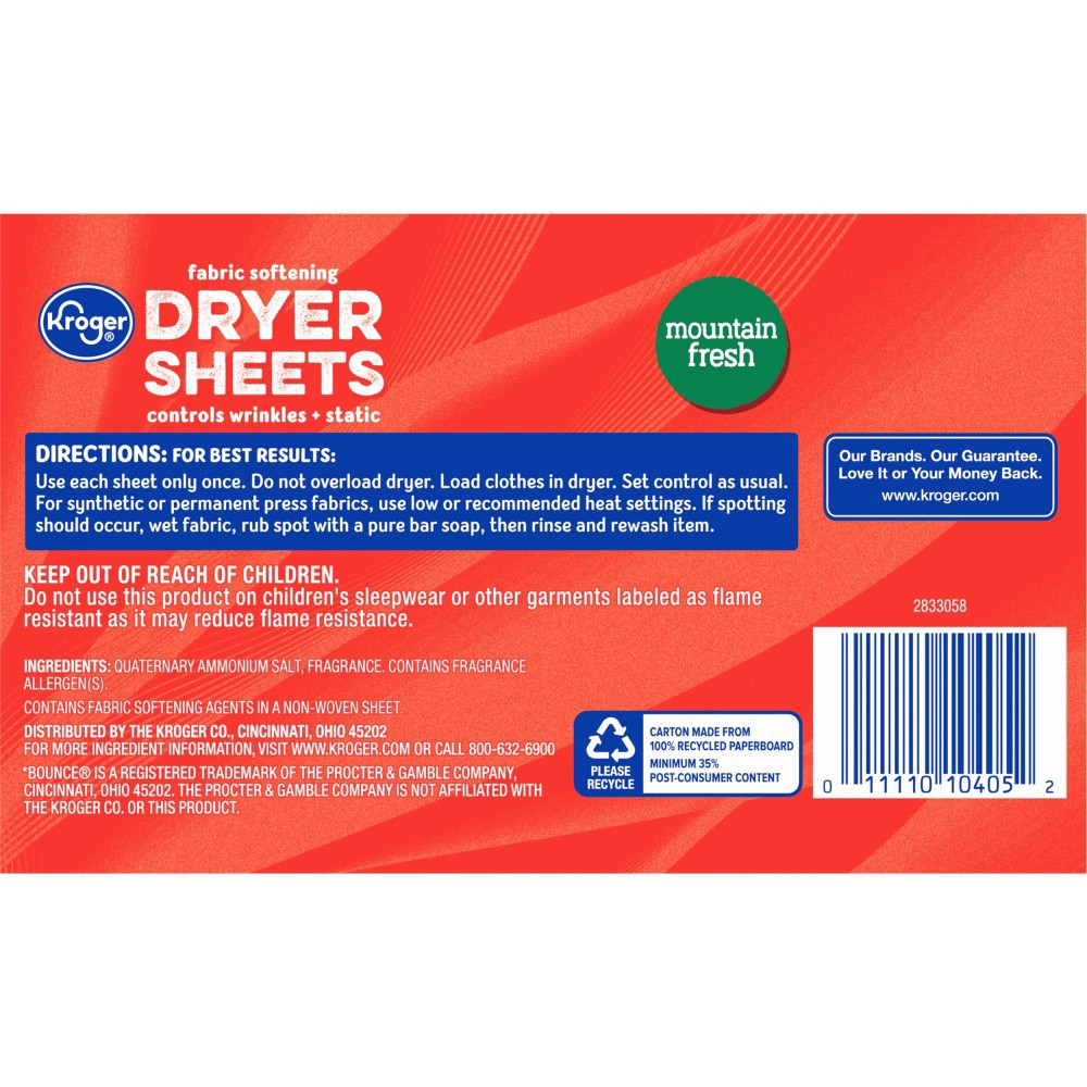 slide 3 of 3, Kroger Fabric Softening Fresh Mountain Scent Dryer Sheets, 200 ct