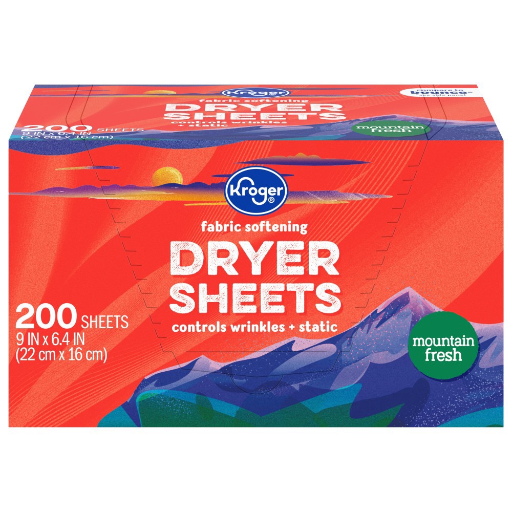 slide 2 of 3, Kroger Fabric Softening Fresh Mountain Scent Dryer Sheets, 200 ct