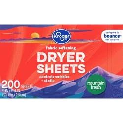 Kroger Fabric Softening Fresh Mountain Scent Dryer Sheets