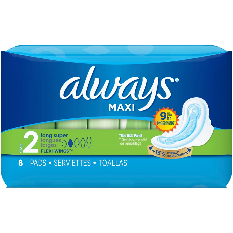 slide 1 of 1, Always Maxi Pads 8 ea, 8 ct