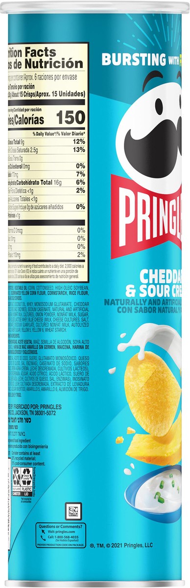 slide 3 of 6, Pringles Cheddar & Sour Cream Potato Crisps Chips - 5.5oz, 5.5 oz
