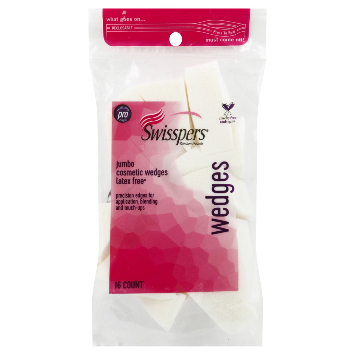 slide 1 of 9, Swisspers Jumbo Cosmetic Wedges, 16 ct