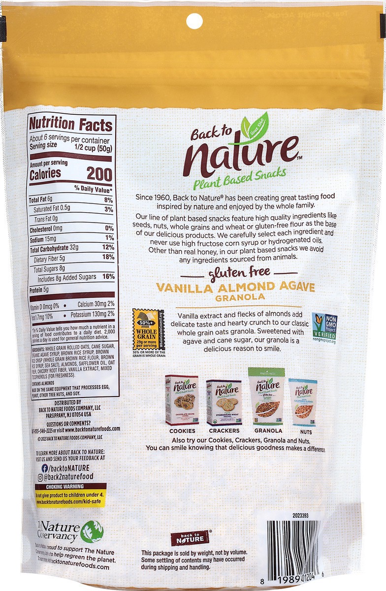 slide 2 of 8, Back to Nature Vanilla Almond Agave Granola, 11 oz