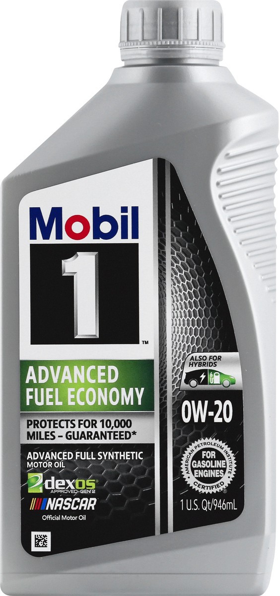 slide 1 of 9, Mobil 1 Advanced Fuel Economy 0W-20 Sae Advanced Full Synthetic Motor Oil, 1 qt