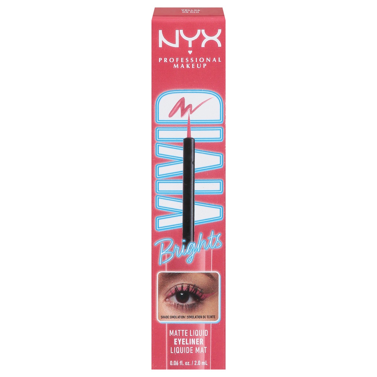 slide 1 of 9, NYX Professional Makeup Vivid Brights VBLL04 On Red Matte Liquid Eyeliner 0.06 fl oz, 0.06 fl oz