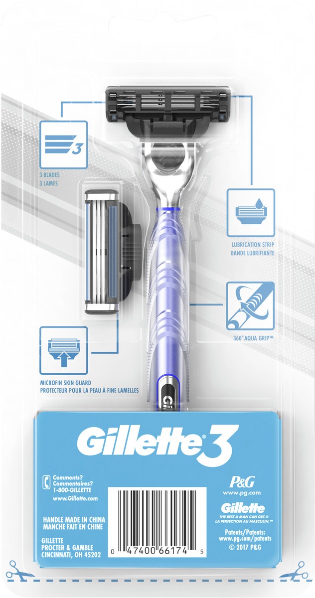 slide 4 of 5, Gillette 3 Razor 1 ea, 1 ct