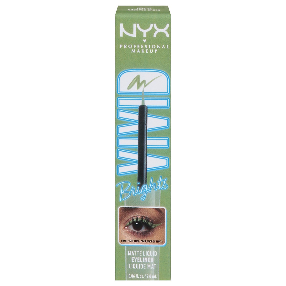 slide 1 of 1, NYX Professional Makeup Vivid Brights VBLL02 Ghosted Green Matte Liquid Eyeliner 0.06 fl oz, 0.06 fl oz