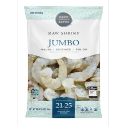 Open Acres Shrimp Raw Peeled Deveined Tail-On-Open Acres (21-25/Lb)