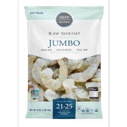 Open Acres Shrimp Raw Peeled Deveined Tail-On-Open Acres (21-25/Lb)