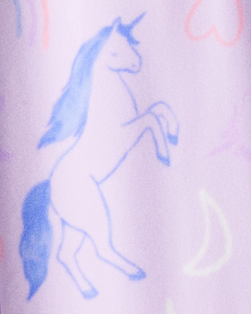 slide 2 of 2, Carter's Girls Unicorn Print Loose Fit Long-Sleeve Zip-Up 1-Piece Pajamas - Purple Purple 7, 1 ct