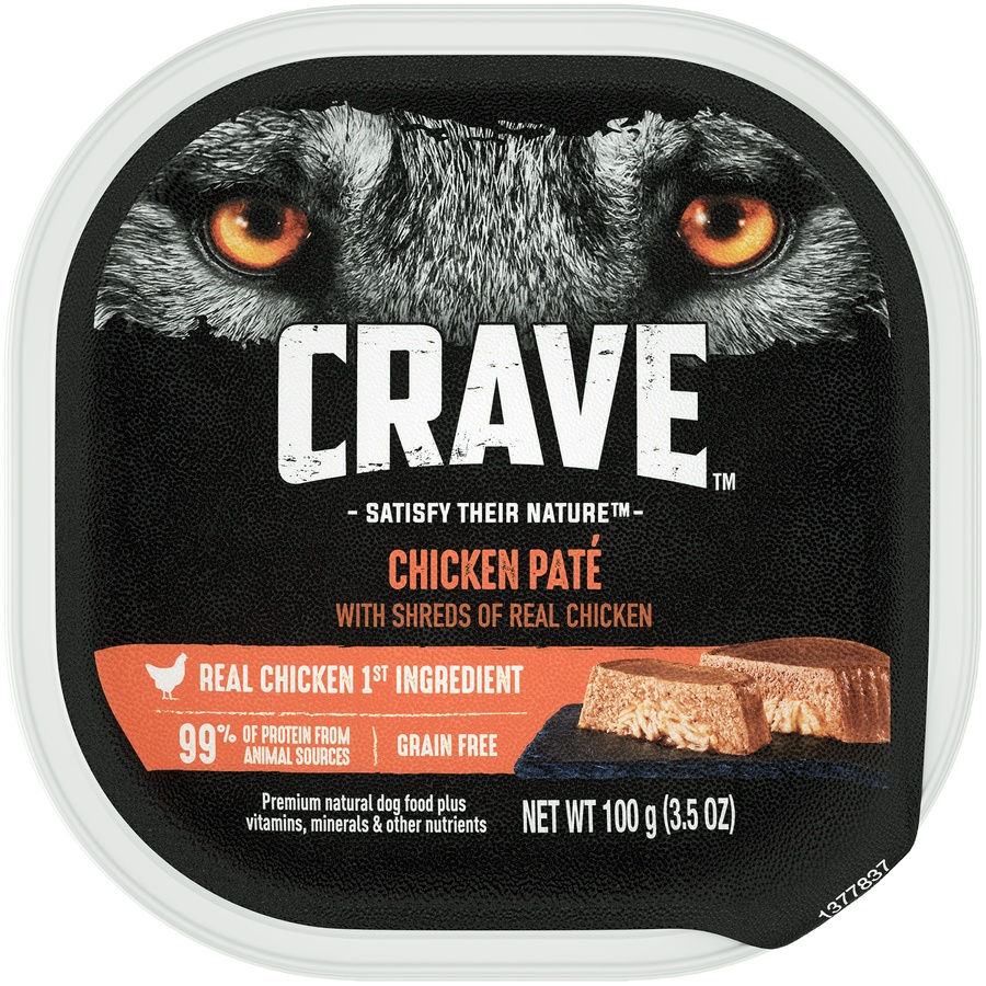 slide 1 of 1, CRAVE Adult Wet Dog Food Chicken Pate with Shreds of Real Chicken, 3.5 oz