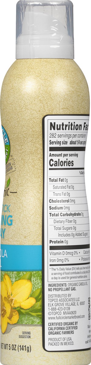 slide 8 of 9, Full Circle Market Organic Canola Oil Organic Non-Stick Cooking Spray 5 oz, 5 oz