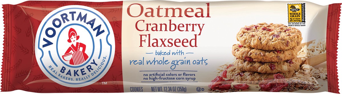 slide 8 of 13, Voortman Bakery Oatmeal Cranberry Flaxseed Cookies 12.3oz, 12.34 oz