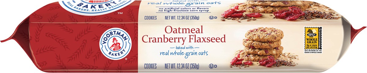 slide 2 of 13, Voortman Bakery Oatmeal Cranberry Flaxseed Cookies 12.3oz, 12.34 oz