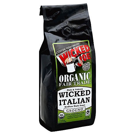 slide 1 of 1, Wicked Joe Coffee Organic Fair Trade Ground Medium Dark Roast Wicked Italian - 12 Oz, 12 oz