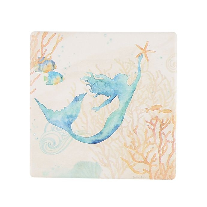 slide 1 of 1, Thirstystone Occasions Under The Sea Mermaid Square Coaster, 1 ct