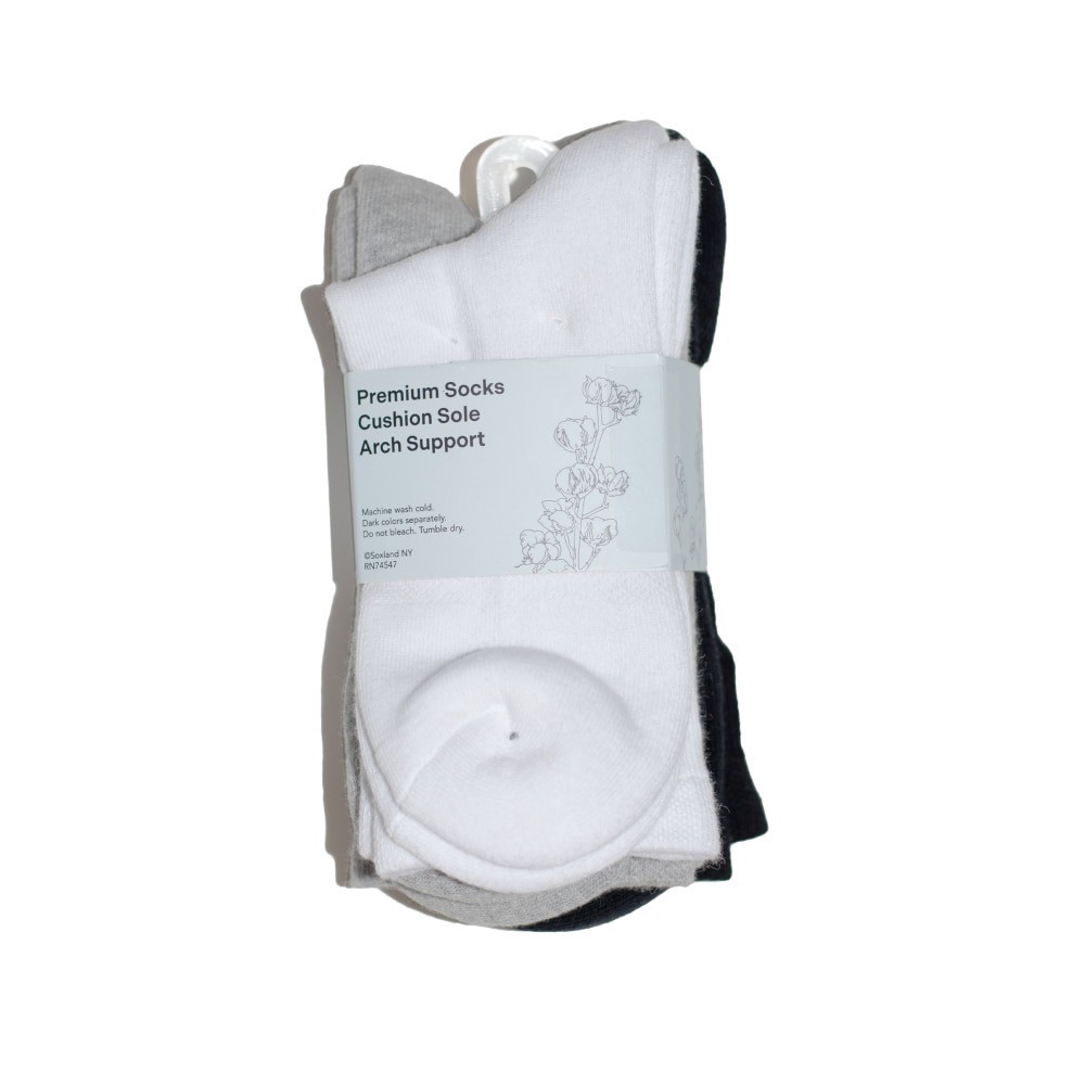 slide 3 of 3, Davco® Natural Cotton Crew Socks - Black, 3 ct