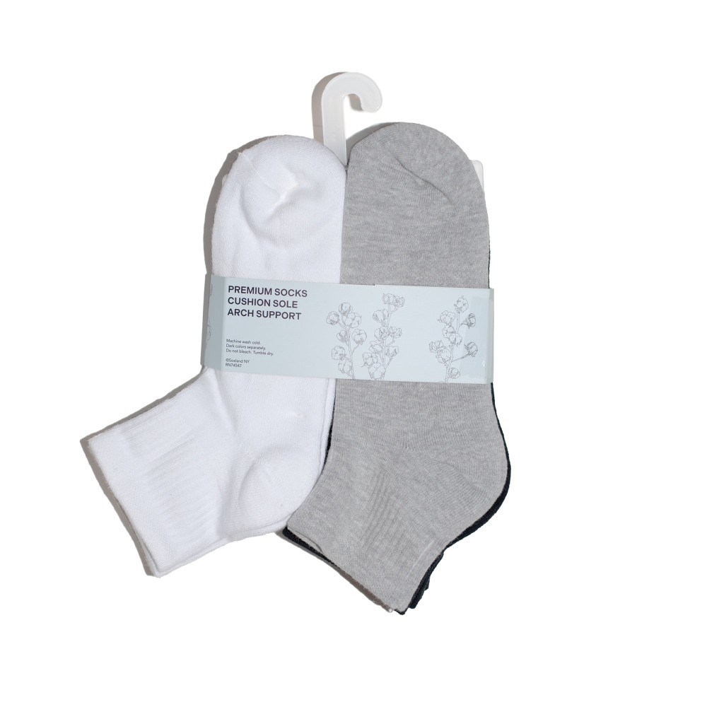 slide 2 of 3, Davco Cotton Quarter Socks - Black, 6 ct