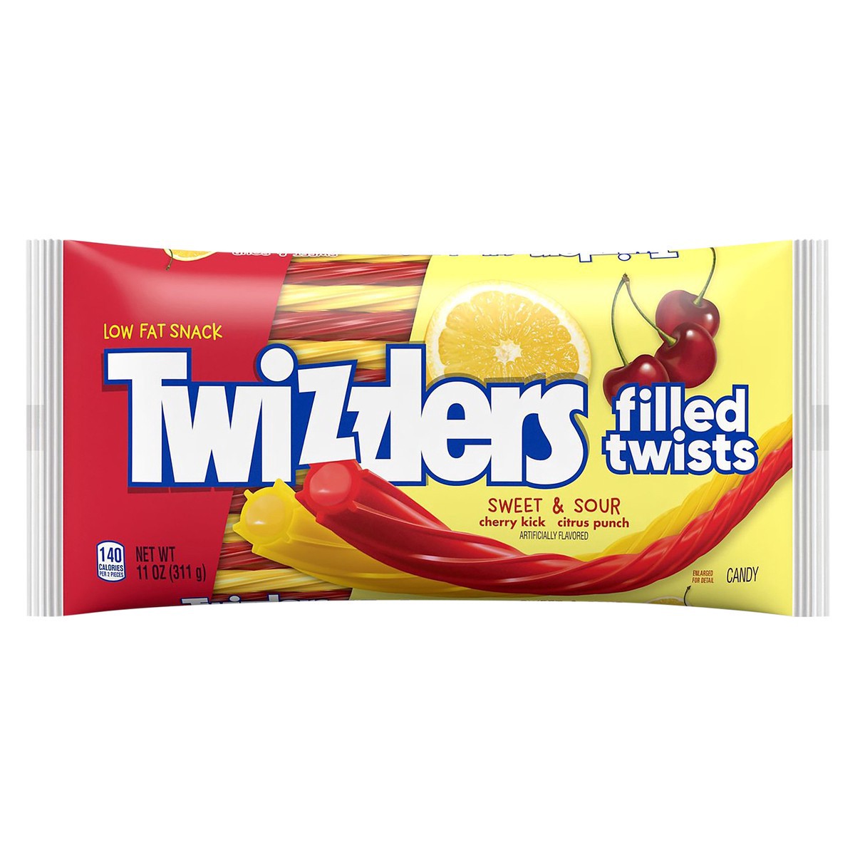 slide 1 of 4, Twizzlers Filled Twists Sweet And Sour Licorice Candy, 