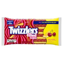 TWIZZLERS Filled Twists Cherry Kick and Citrus Punch Licorice Style, Candy Bag, 11 oz