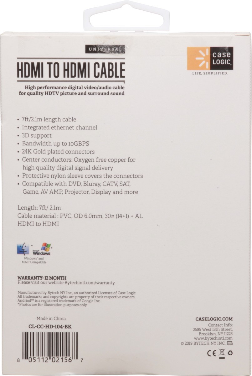 slide 7 of 9, Case Logic Universal HDMI To HDMI Cable, 1 ct