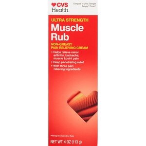 slide 1 of 1, CVS Health Ultra Strength Muscle Rub Cream, 4 Oz, 1 ct