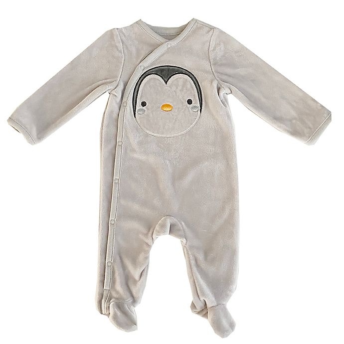 slide 1 of 1, Sterling Baby Newborn Penguin Plush Footie - Grey, 1 ct